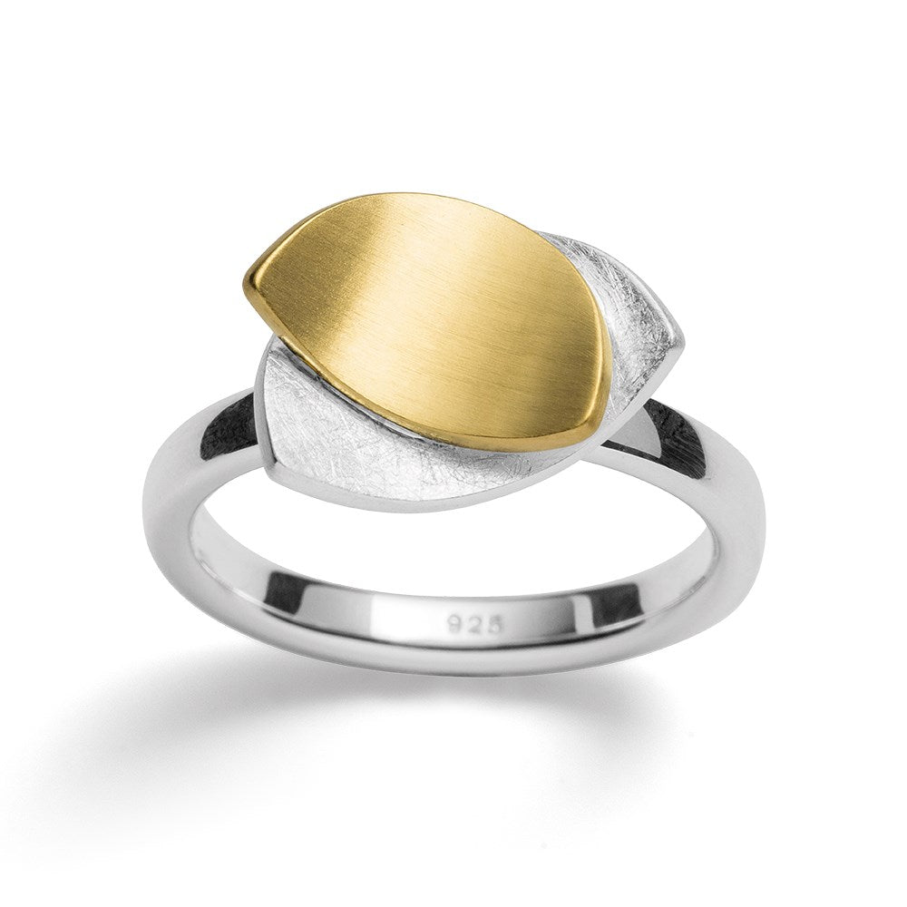 925/- Ring, teilmattiert/gebürstet matt - 52 / Nicht rhodiniert