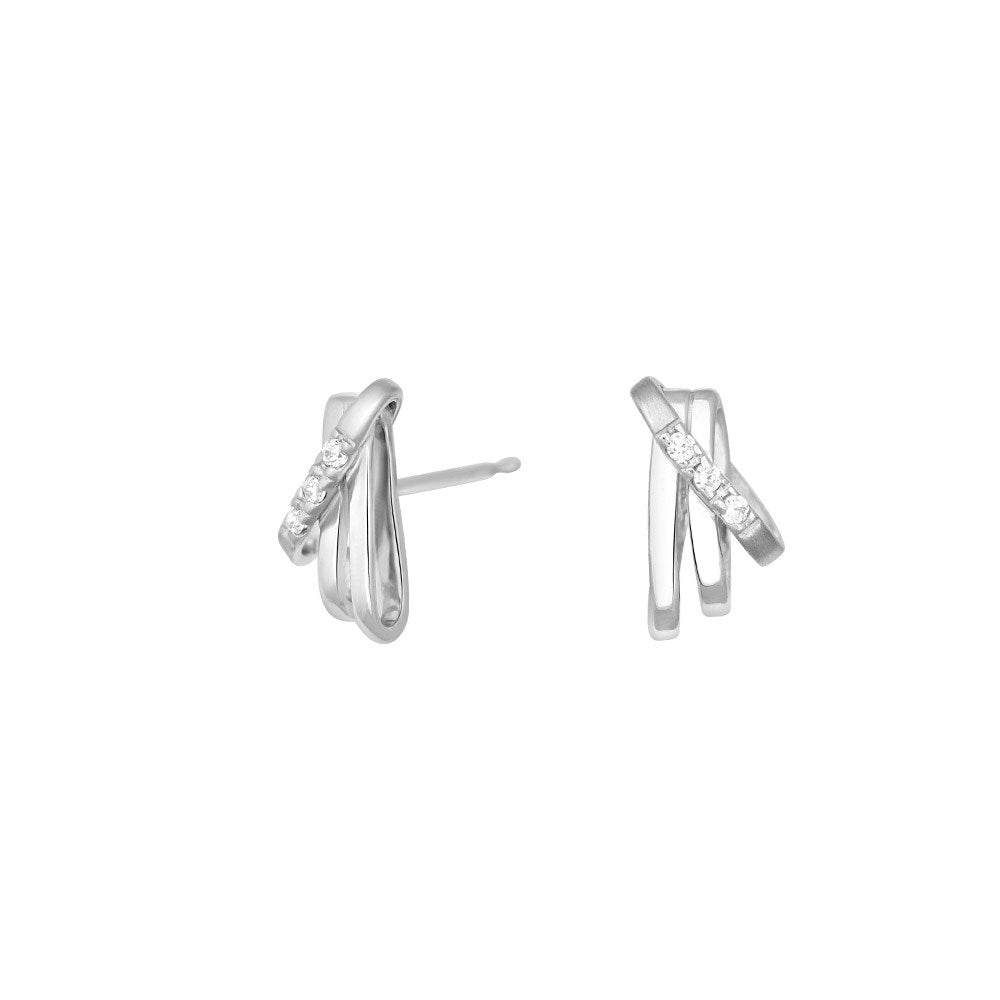 Rhod. silver earrings w/cz