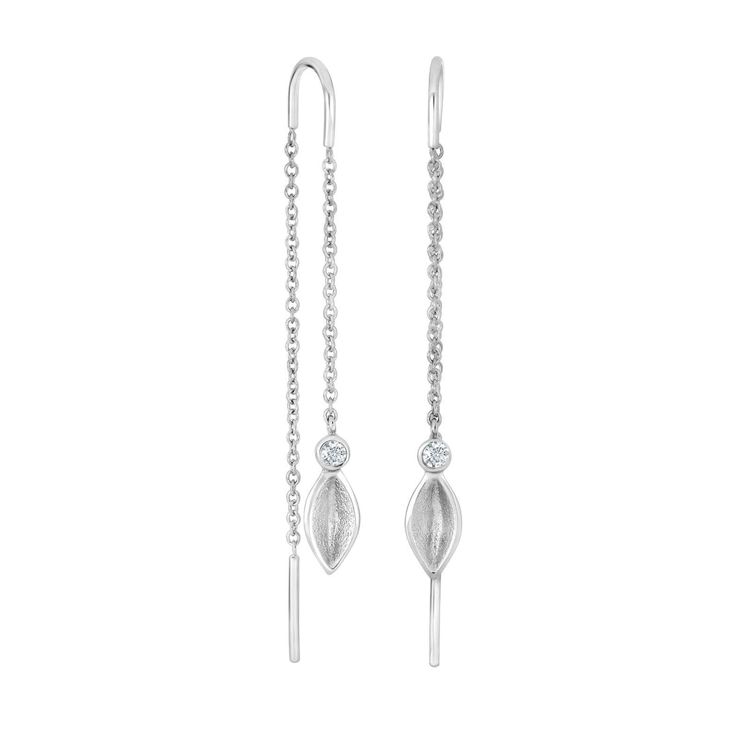 Rhod. silver earrings w/cz
