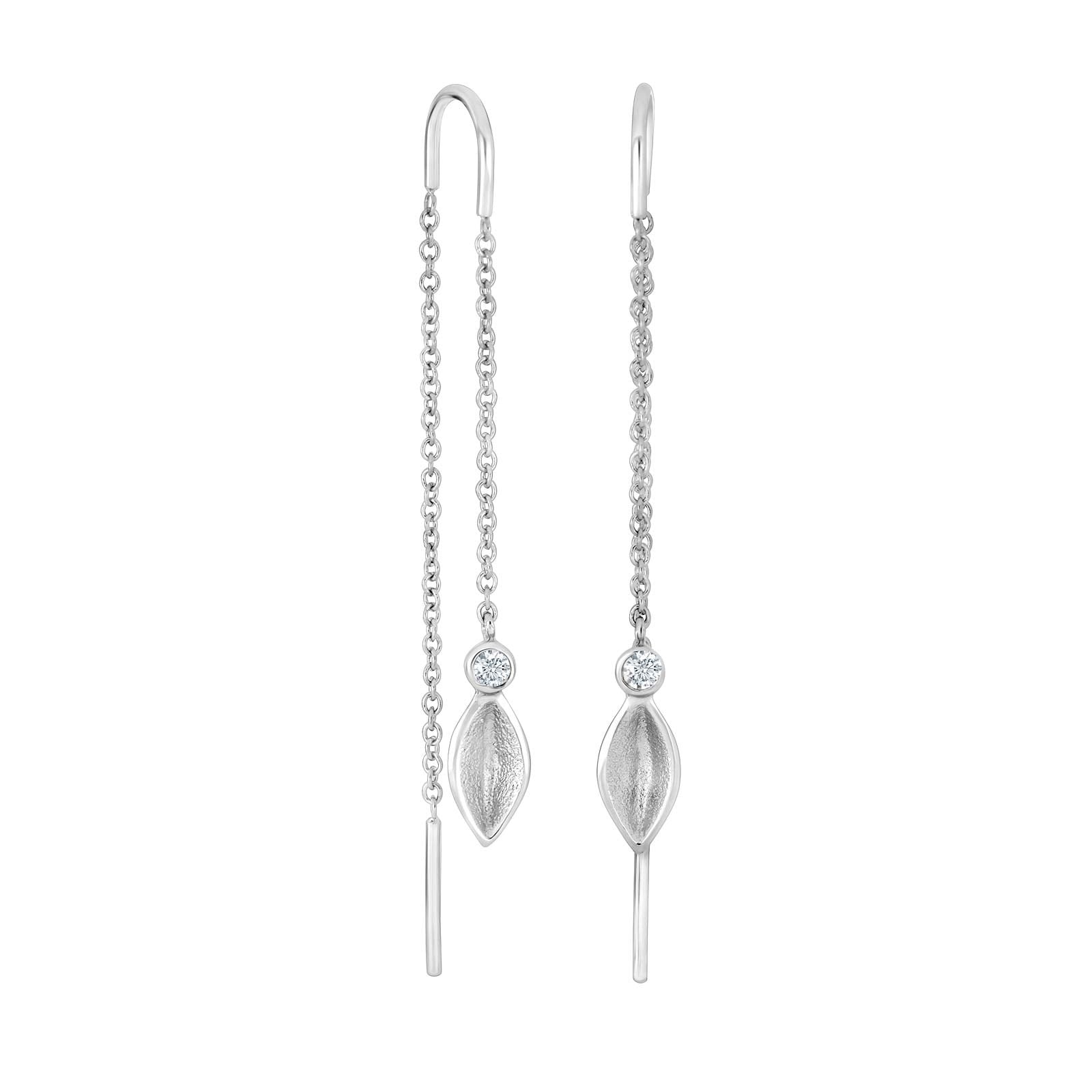 Rhod. silver earrings w/cz