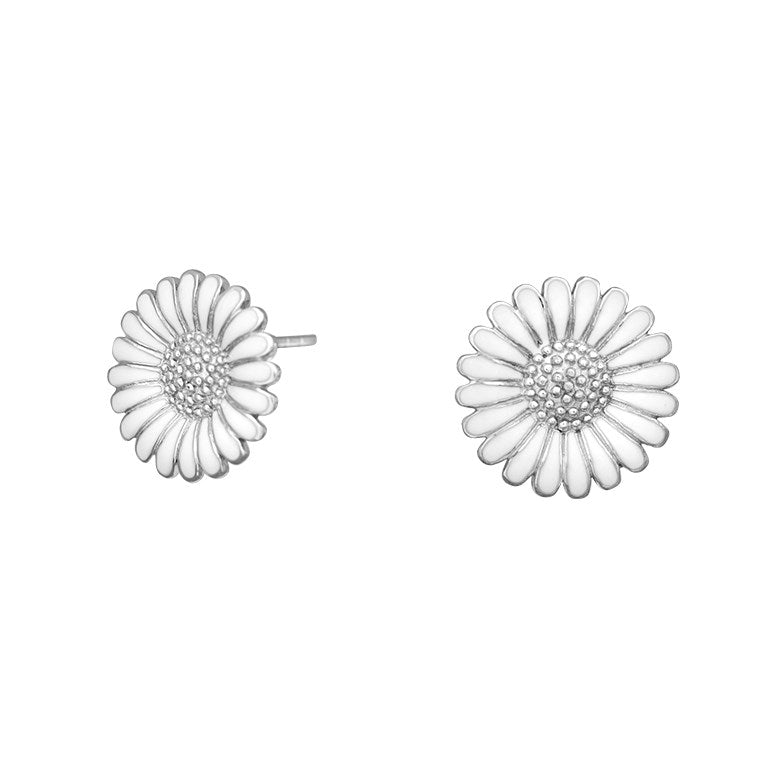 Rhod. silver earrings Marguerite 10mm