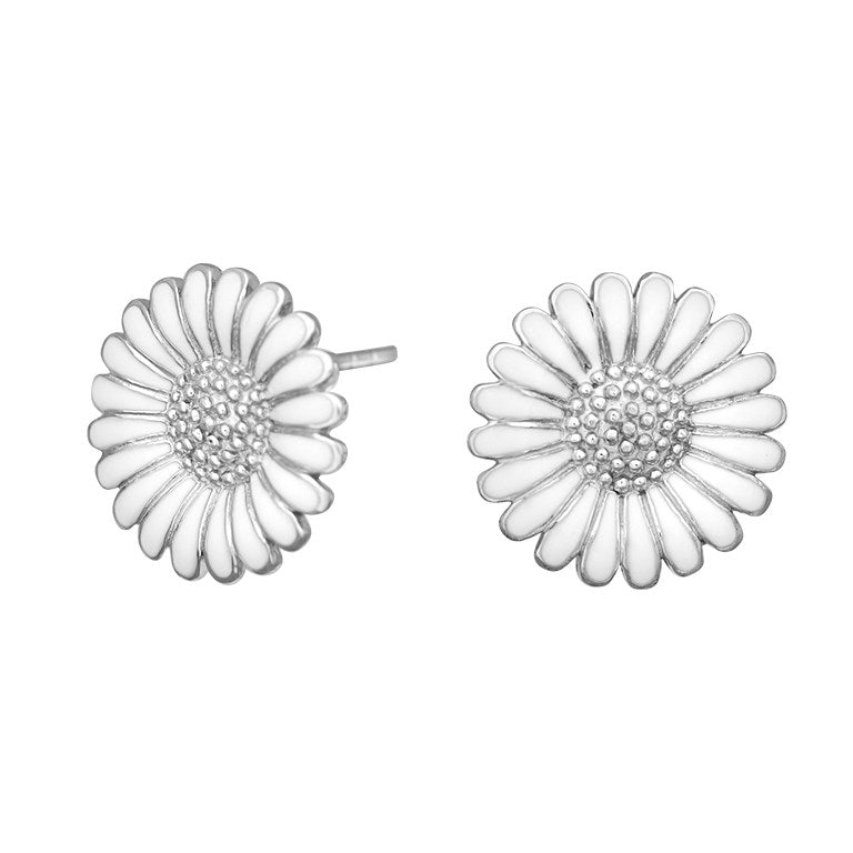 Rhod. silver earrings Marguerite 15mm