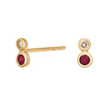 14ct. gold earrings w/ruby and dia. 0.03ct W/SI