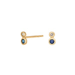 14ct. gold earrings w/sapphire and dia 0.03ct W/SI