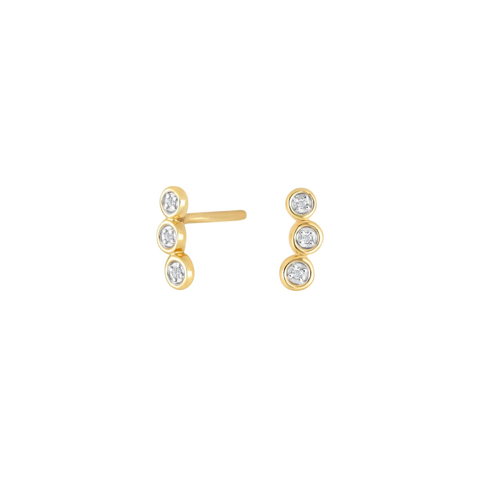 14ct. gold earrings w/dia. 0.02ct W/SI
