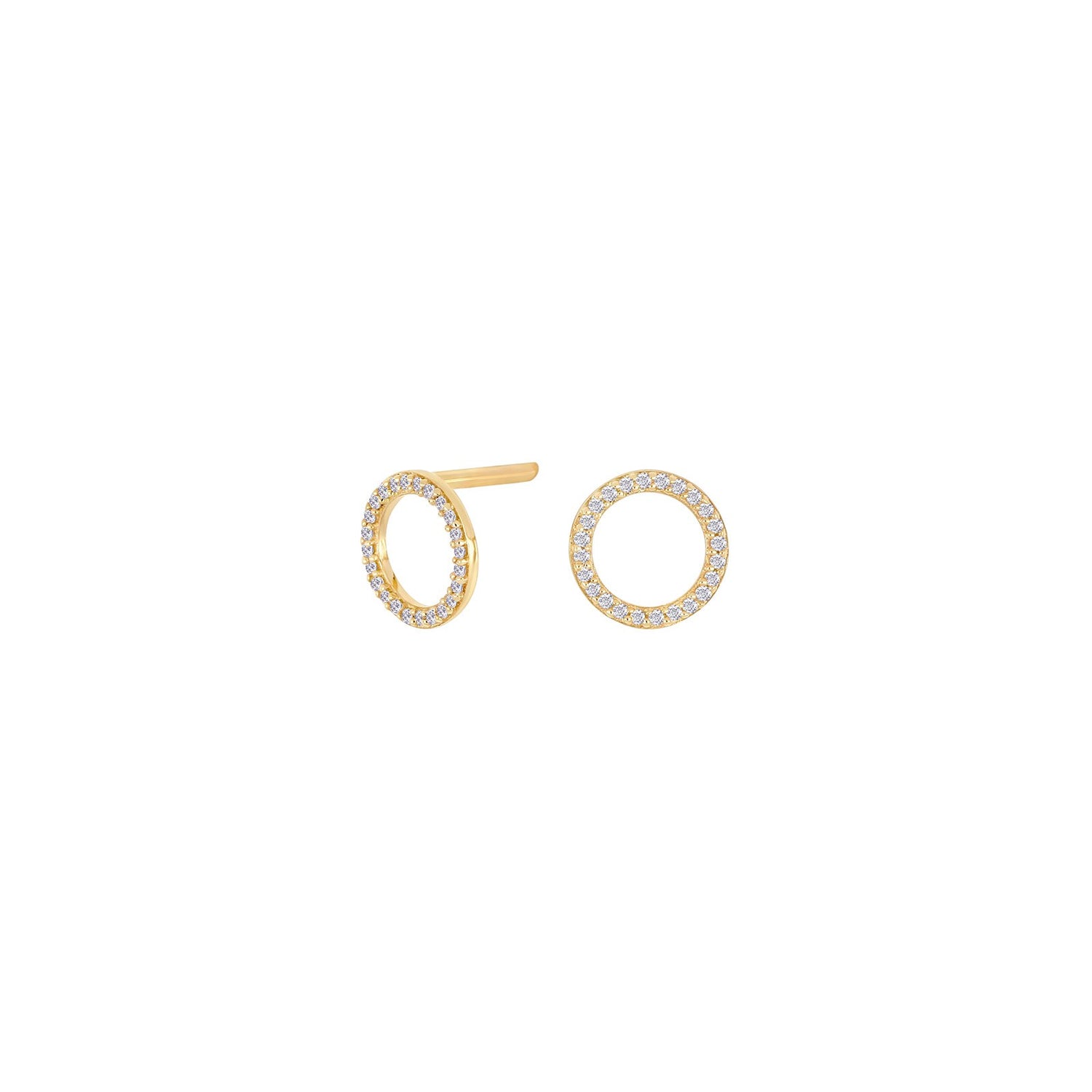 14kt. guldørestikker cirkel m/dia. 0.06ct W/SI