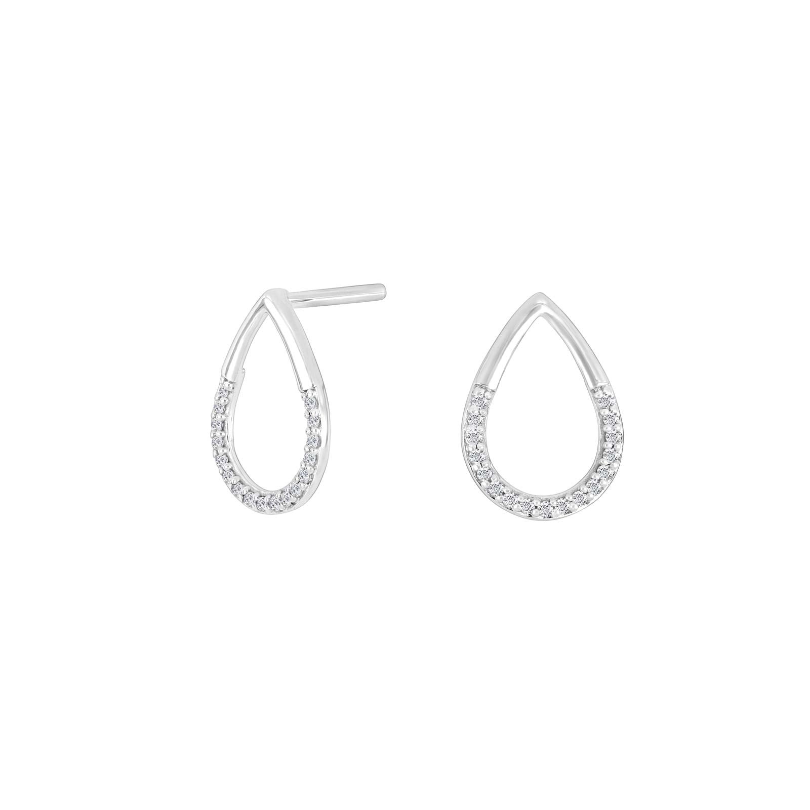 14ct. whitegold earrings w/dia. 0.06ct W/SI