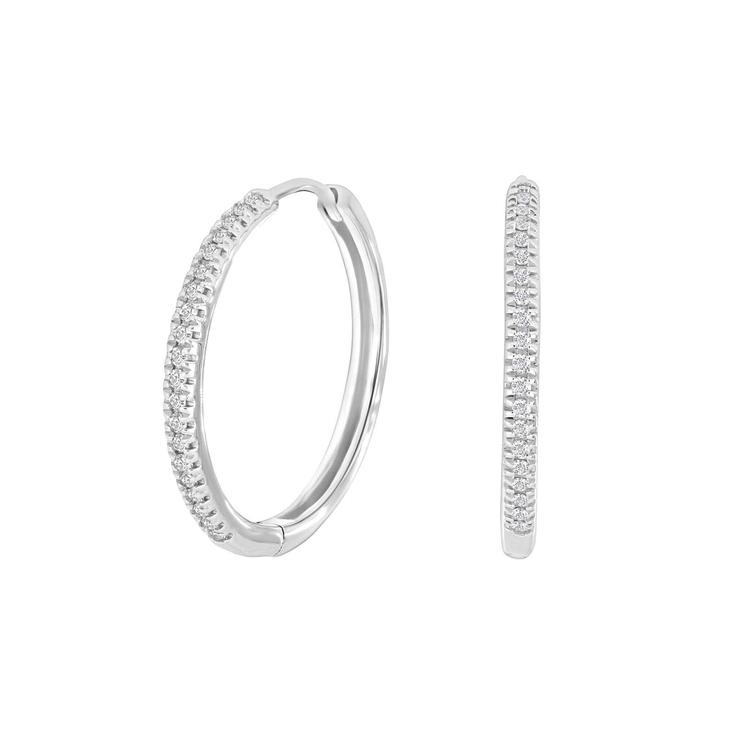 14kt. hvidguldscreoler m/dia. 0.11ct W/SI 18mm