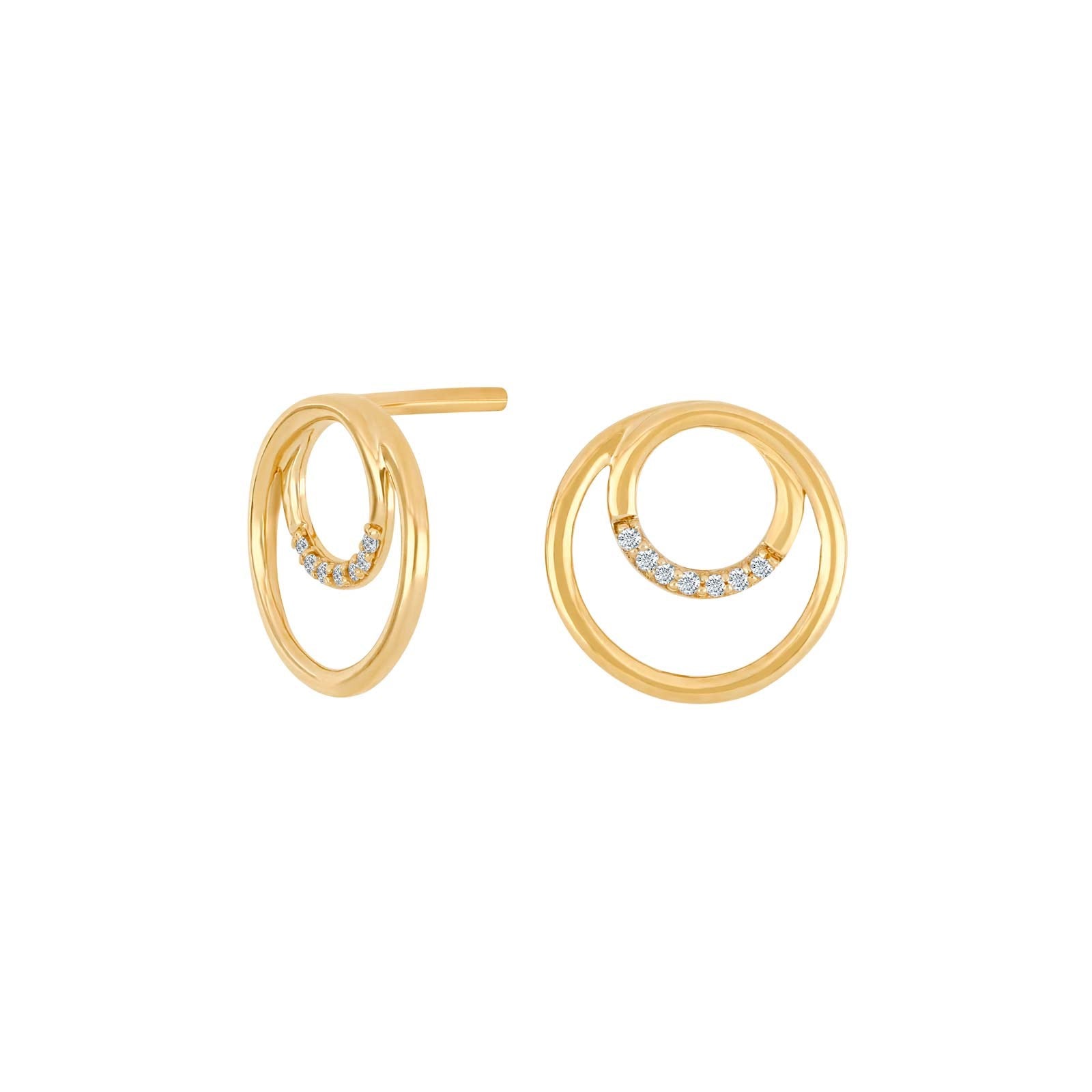 14ct. gold earrings w/dia. 0.03ct W/SI