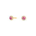 14kt. guldørestikker m/dia 0.05ct W/SI+pink topas