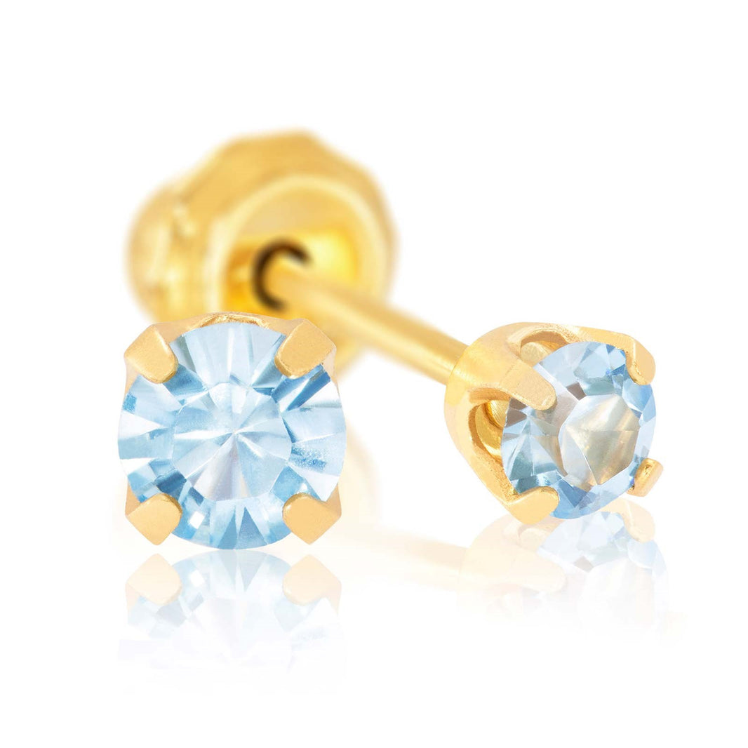 14k 3mm CZ aqua