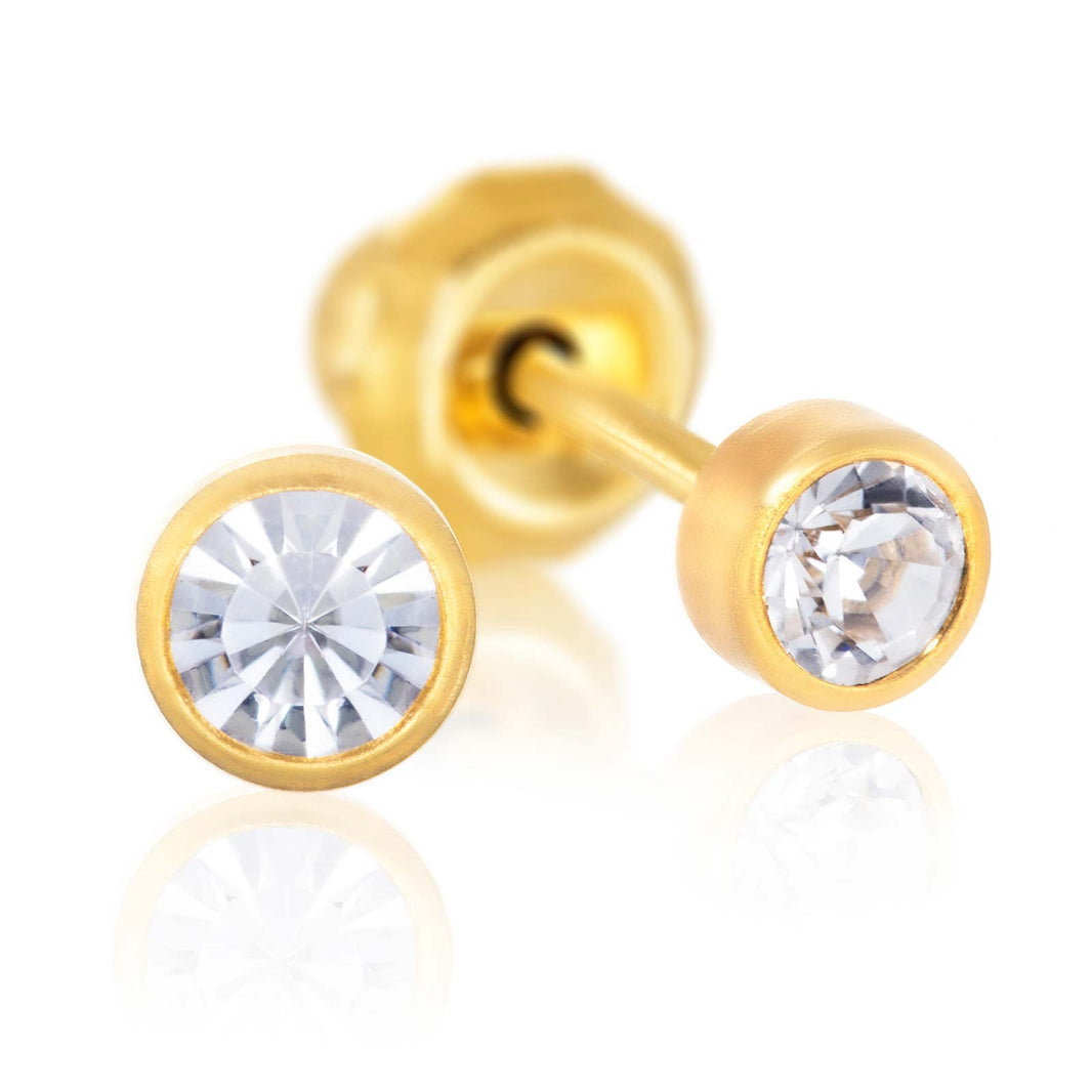 14k 3mm clear crystal bezel