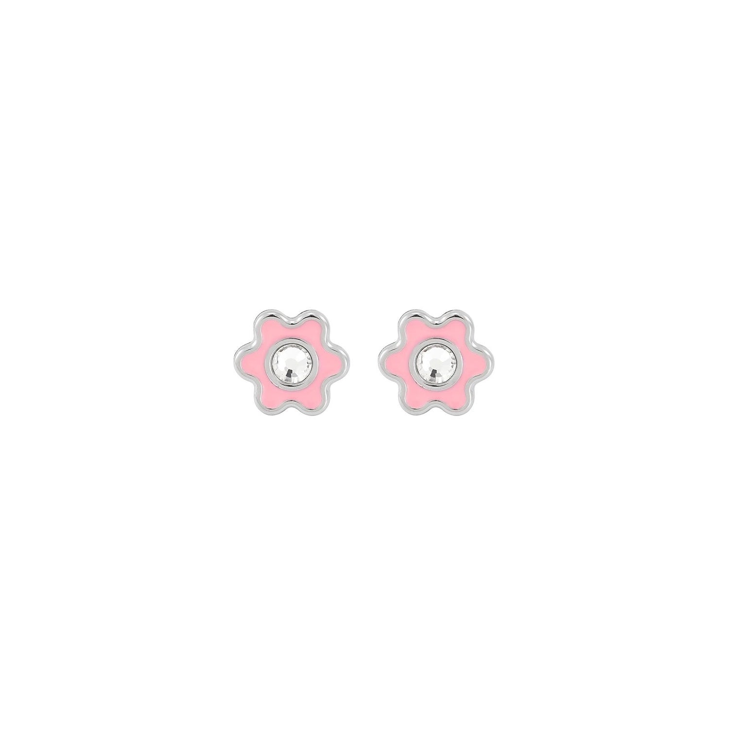 Pink enamel flower with crystal