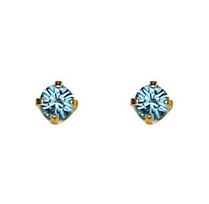 Aquamarin, 3 mm vergoldet