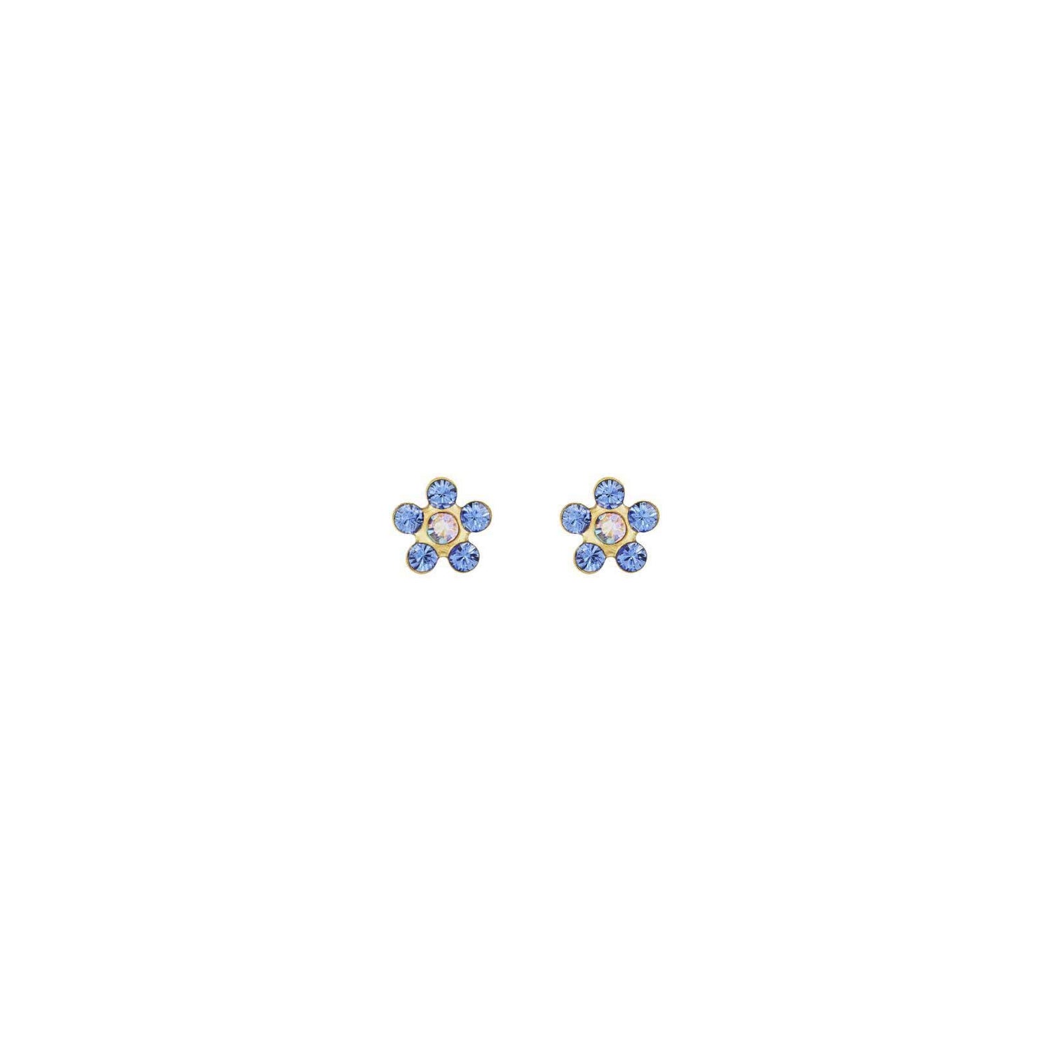 14k 5mm flower saph/ab crystal