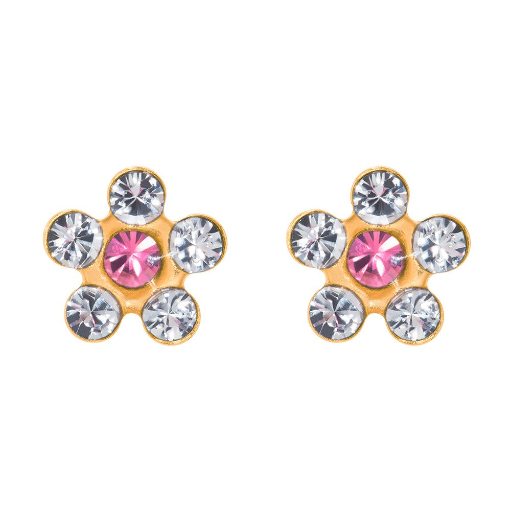 Inv2000, 14 kt. blomst m crystal/pink