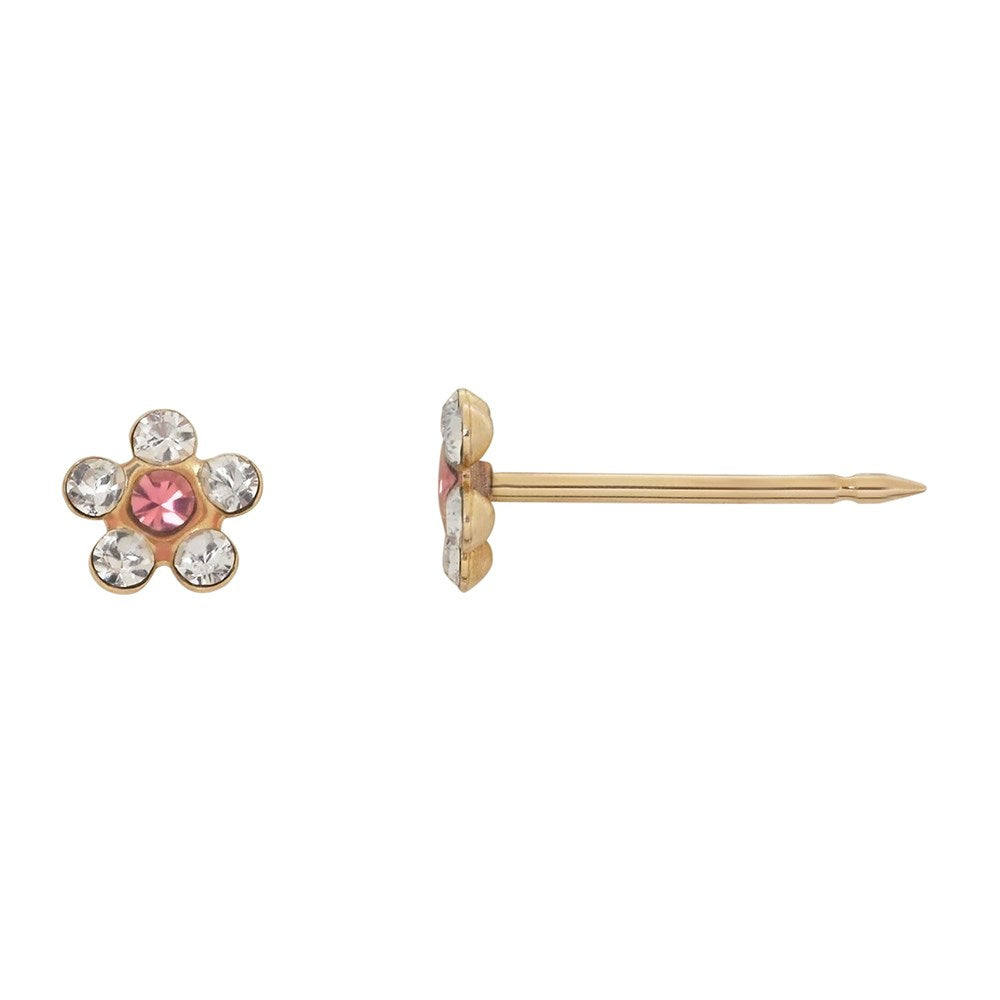 Inv2000, 14 kt. blomst m crystal/pink