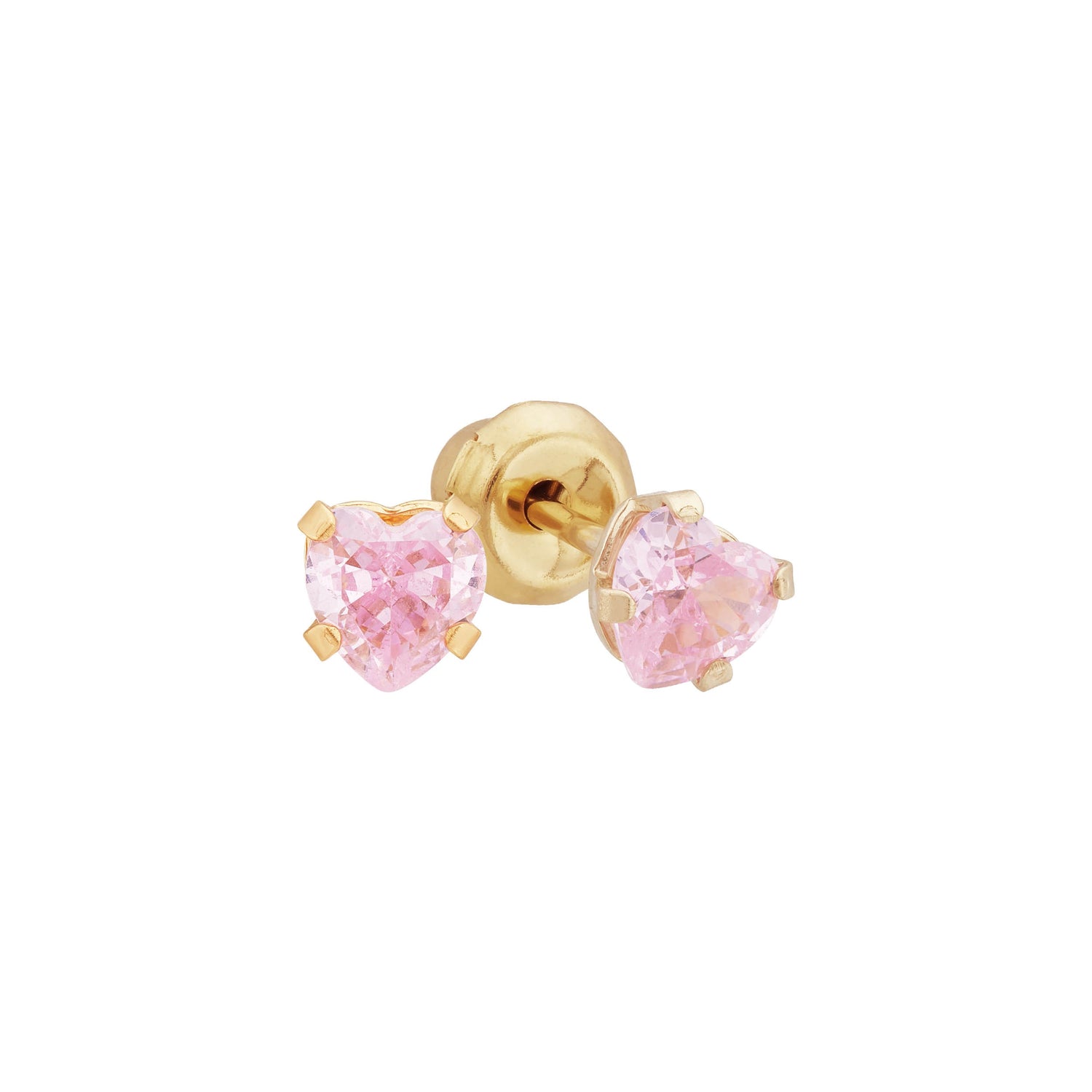 14k 4mm pink heart cz