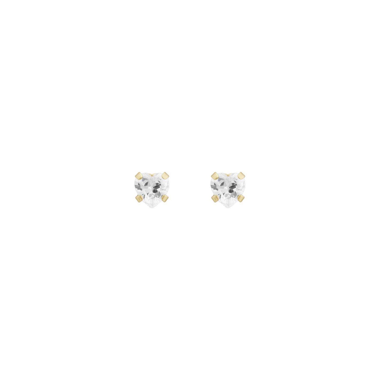 14k 4mm clear heart cz