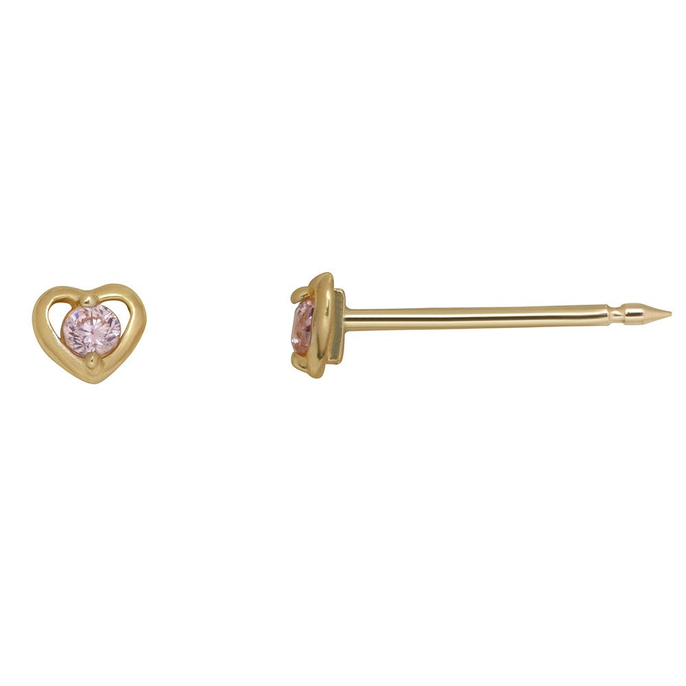 Inv2000 Hjerte m/pink cz, 14 karat