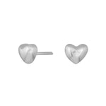 Silver rhod. small heart earring 7mm