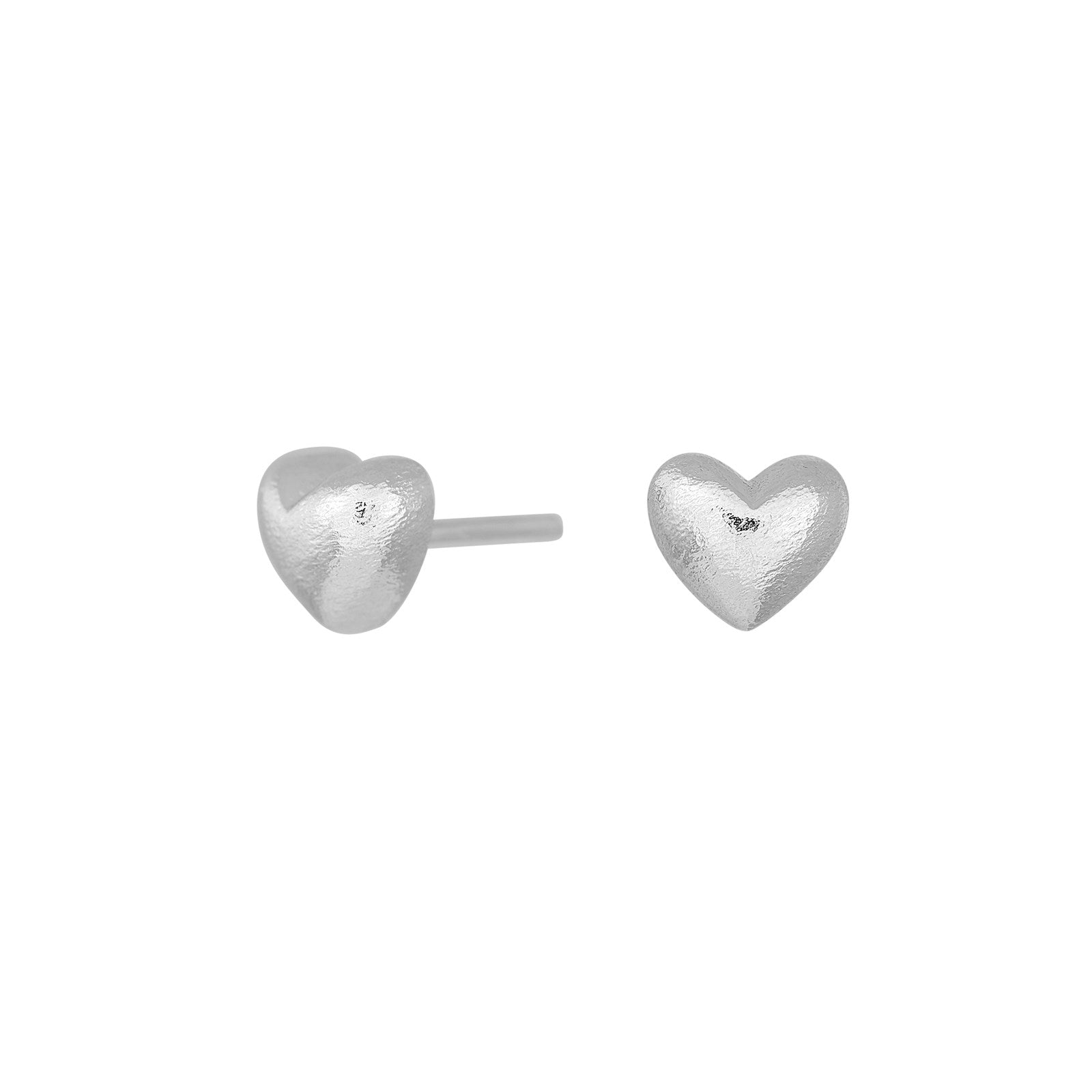 Silver rhod. small matt heart ring 7mm