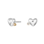 Silver rhod. heart w. 14ct +dia 0.03ct