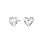 Silver rhod. earring heart matt 10mm