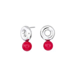 Silver rhod. earring with coral
