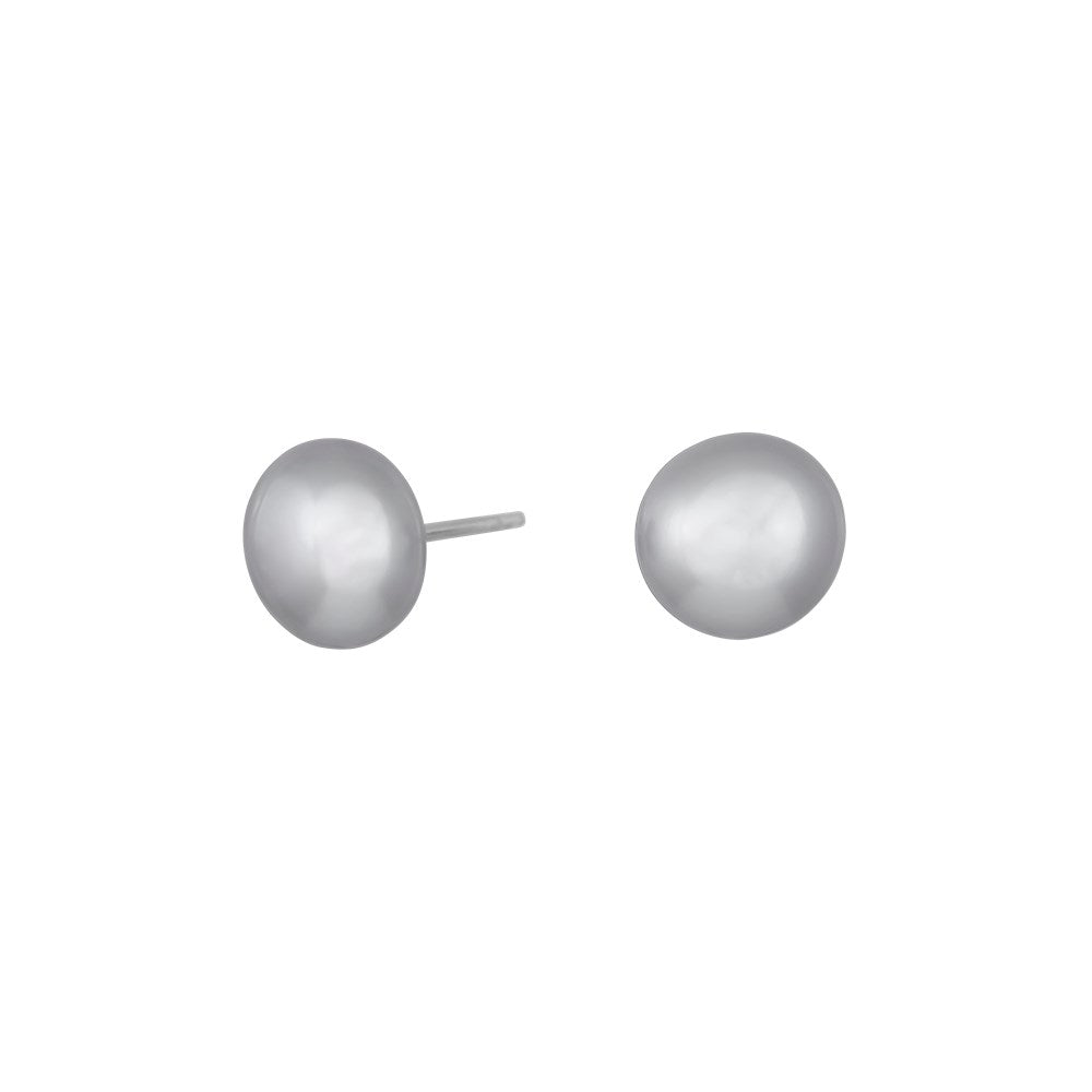 Silver rhod. earring w. grey fwp 8-9mm