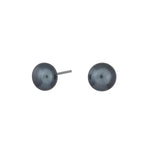 Silver rhod. earring w. black fwp 8-9mm