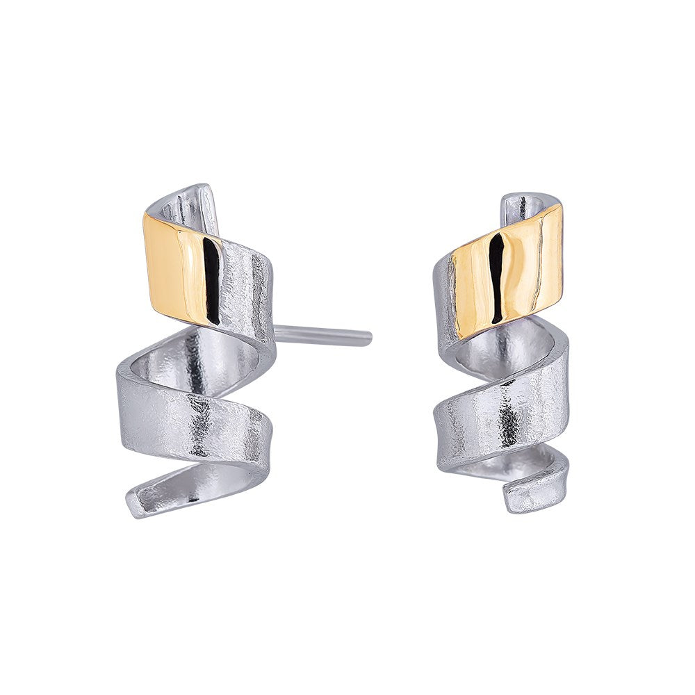 Silver rhod. earring with 14ct gold