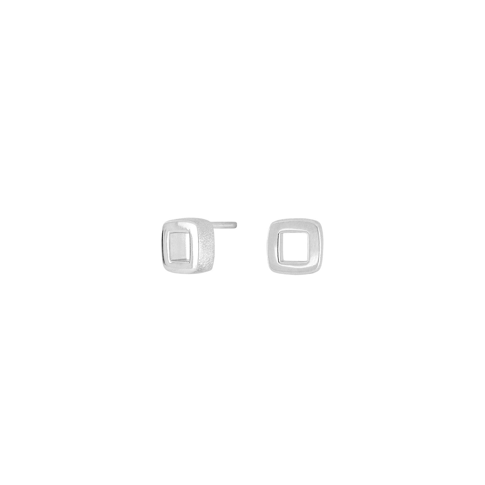 Silver rhod. earring Square