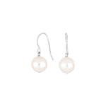 Silver rhod. earhanger white freshw. Pearl