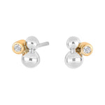 Silber rhodinierte Ohrstecker mit 0,04ct W/SI+14ct