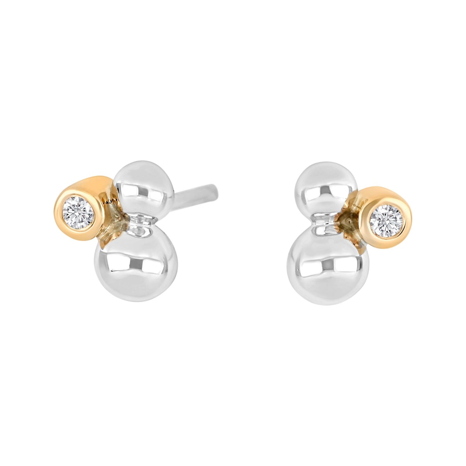 Silber rhodinierte Ohrstecker mit 0,04ct W/SI+14ct