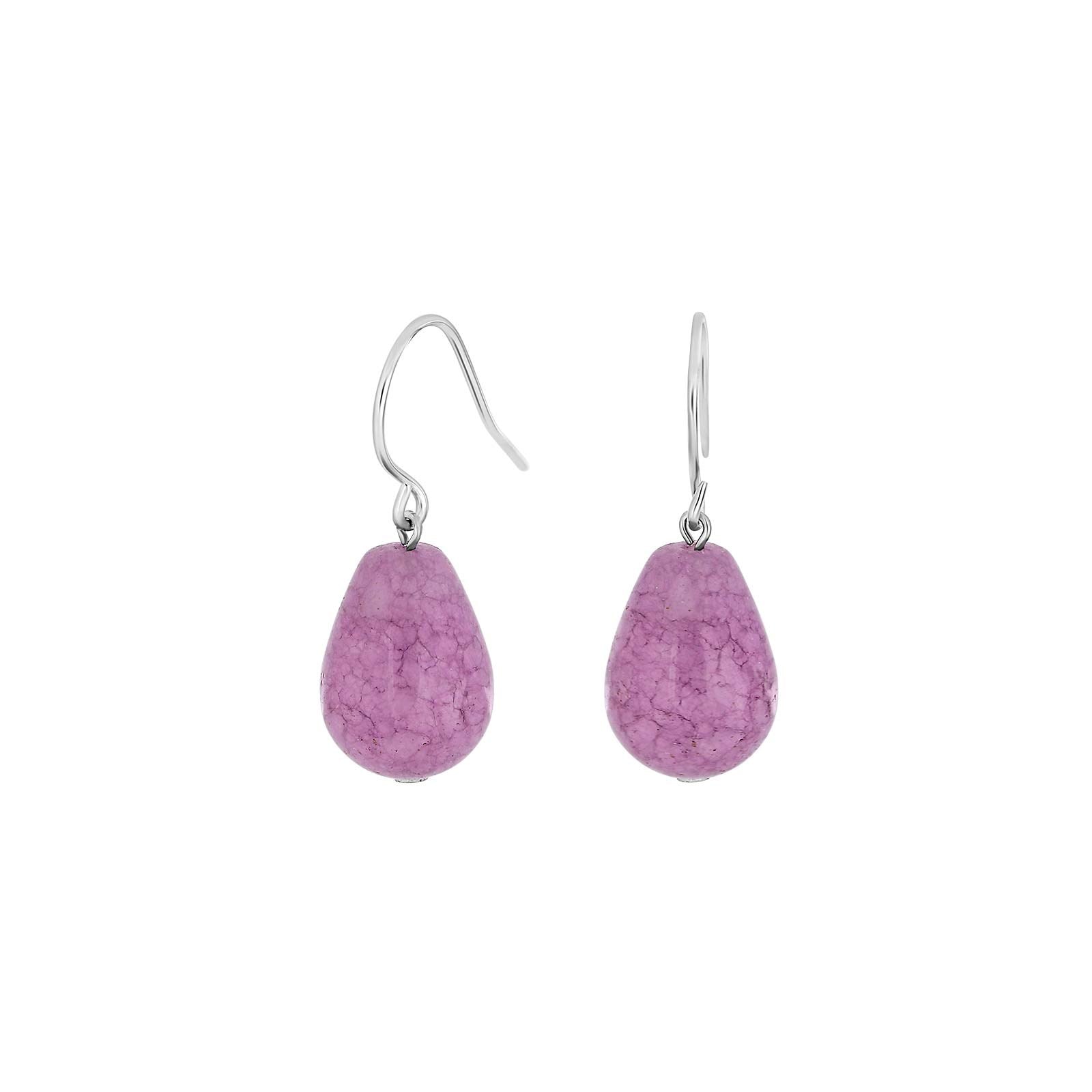 Silver rhod. earring pink cloudy quartz