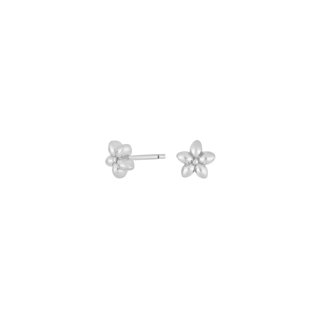 Rhod. silver earring w. flowers
