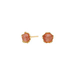 Silver gp Flower earstuds w/Sun stone