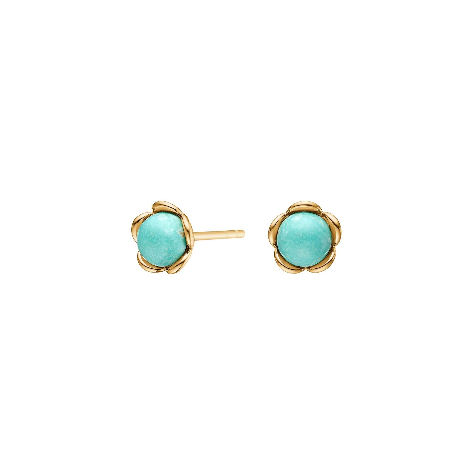 Silver gp Flower earstuds w/Turquoise