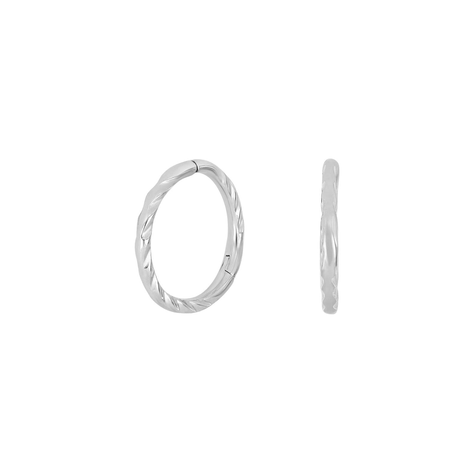 Rhd. Silver hoop facet 12mm