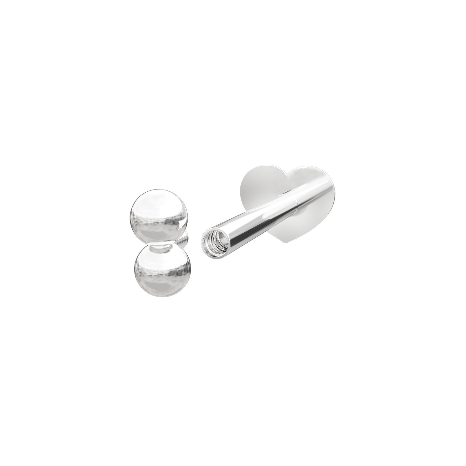 Rhd. Sil.  Labret-piercing 2*2mm Kugeln PIERCE52
