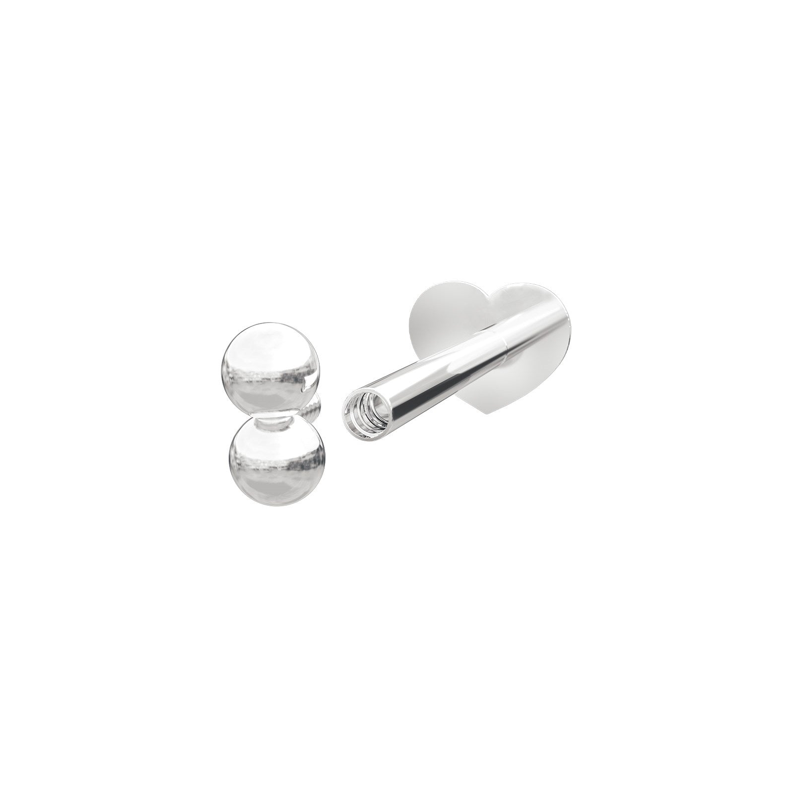 Rhd. Sil.  Labret-piercing 2*2mm Kugeln PIERCE52