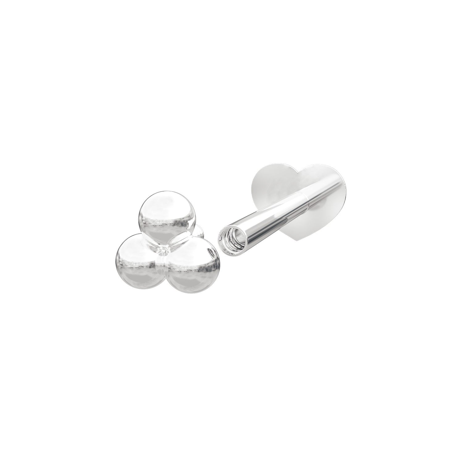 Rhd. sølv Labret-piercing 3*2mm kugler PIERCE52 1s