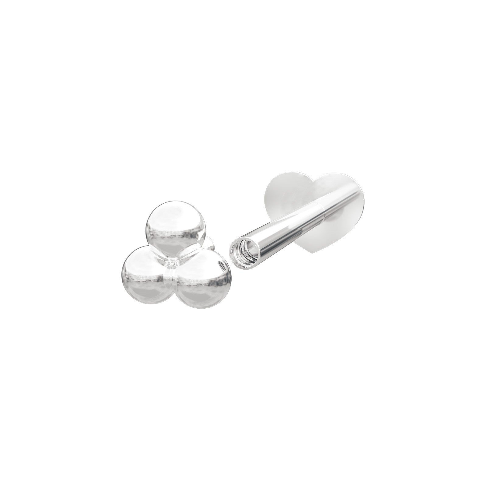 Rhd. Sil.  Labret-piercing 3*2mm Kugeln PIERCE52