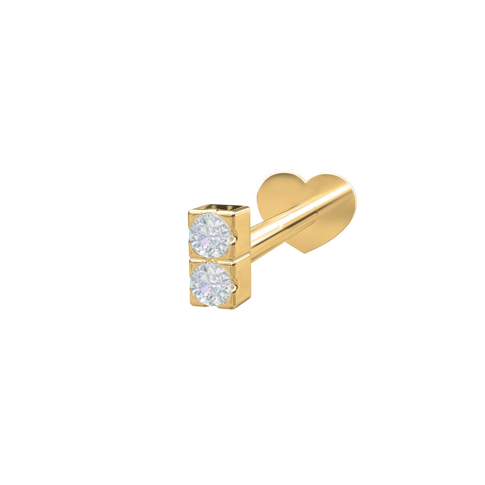 14k. Labret-piercing 2 diamonds 3mm PIERCE52