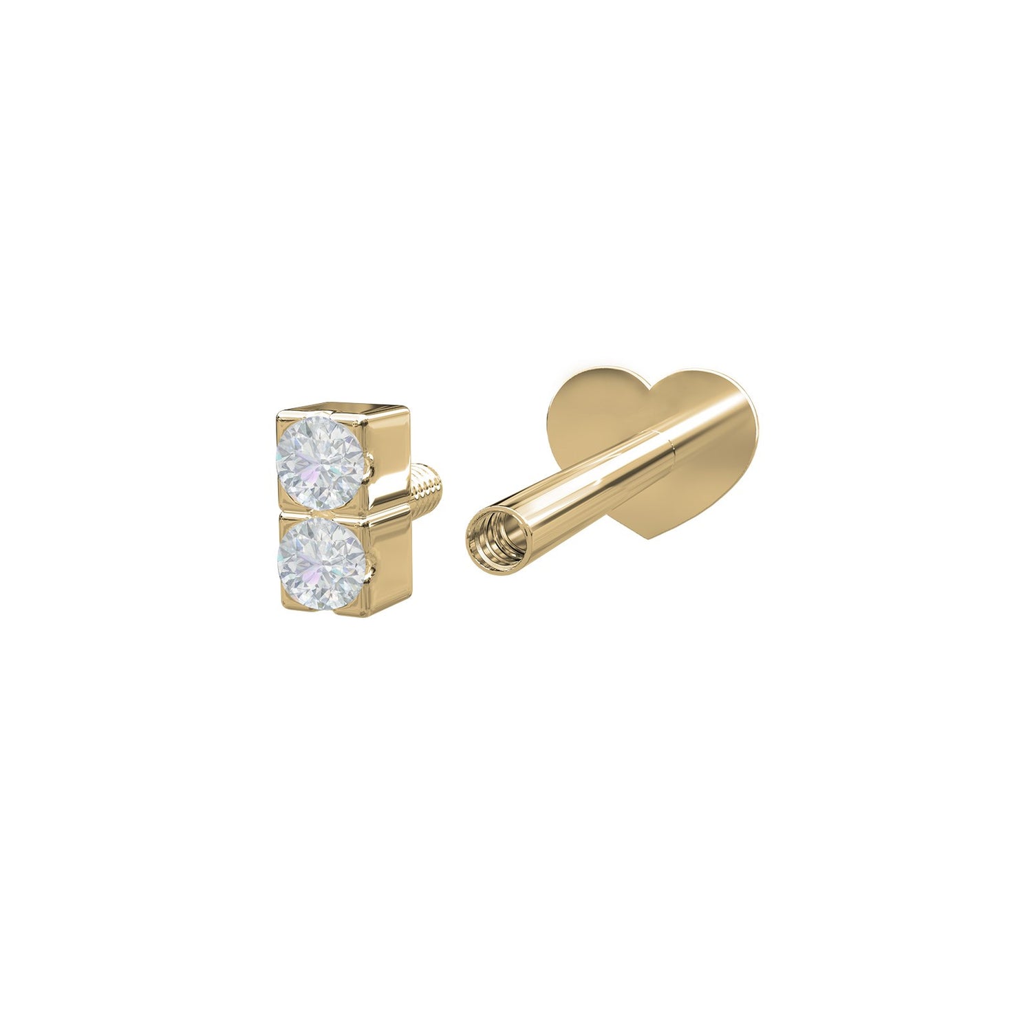 14kt. Labret-PIERCE52 2 dia 0,008ct 3mm Grab 1stk