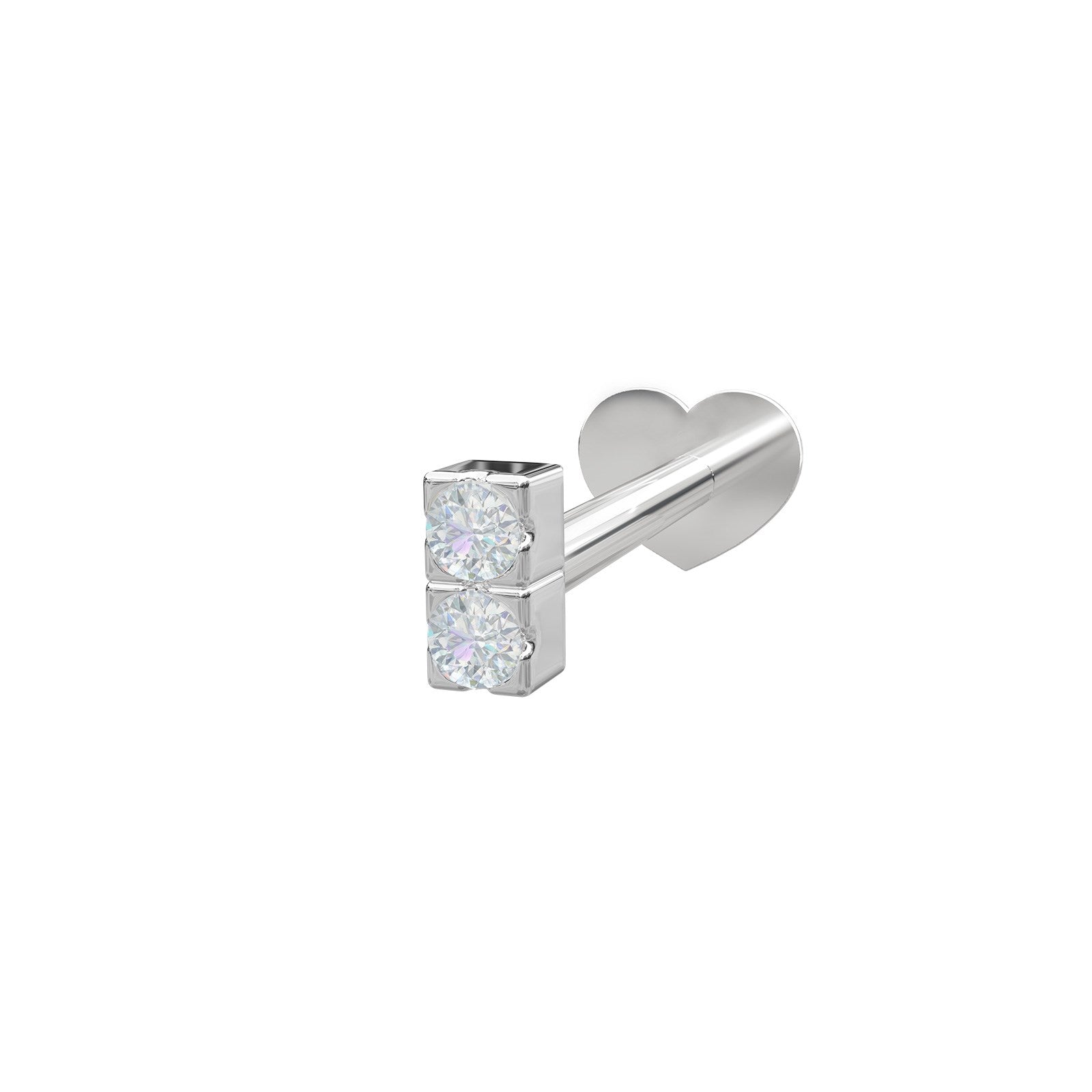 Rhd. Sil. Labret-piercing 2 CZ 3mm PIERCE52
