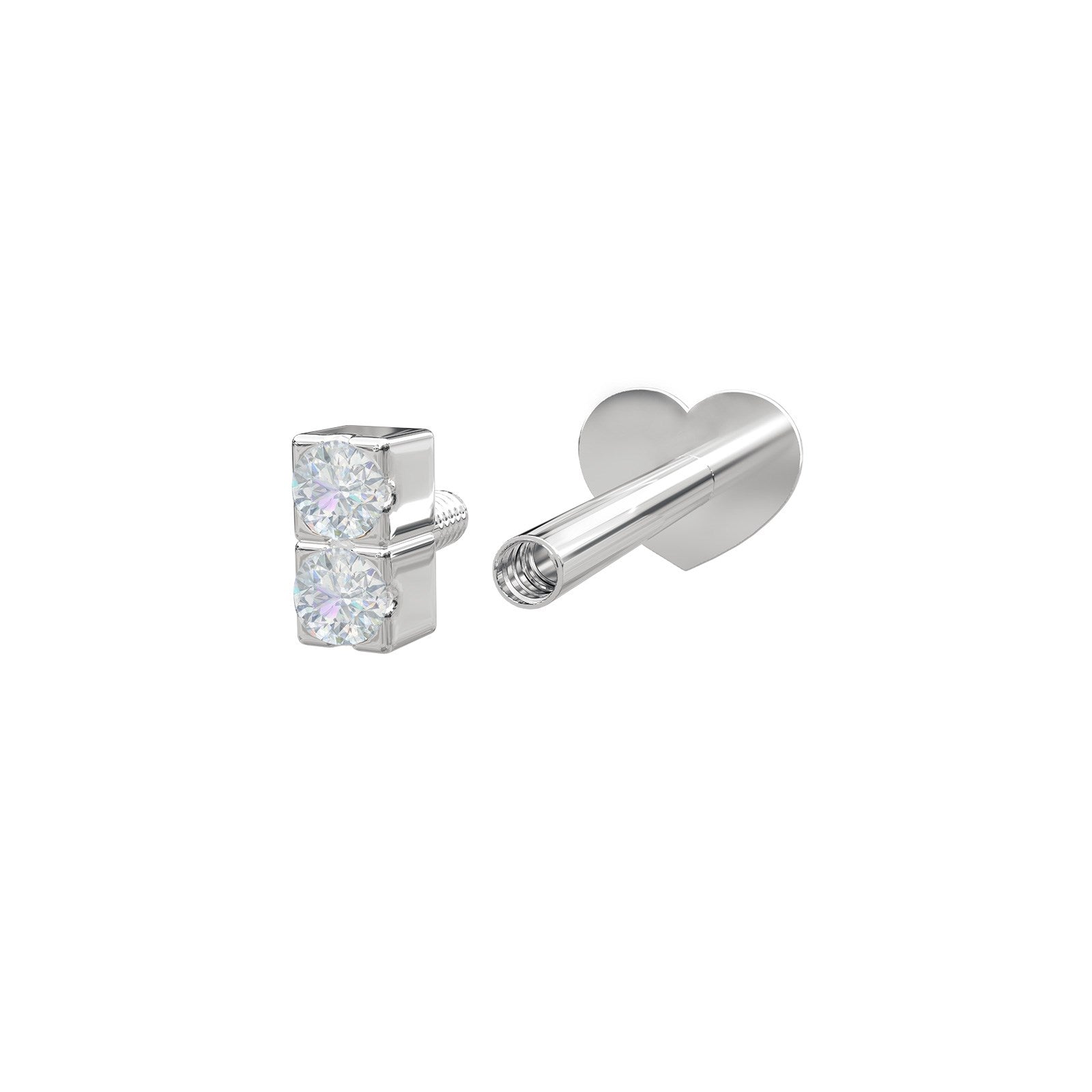 Rhd. Sil.  Labret-piercing 2 CZ 3mm PIERCE52