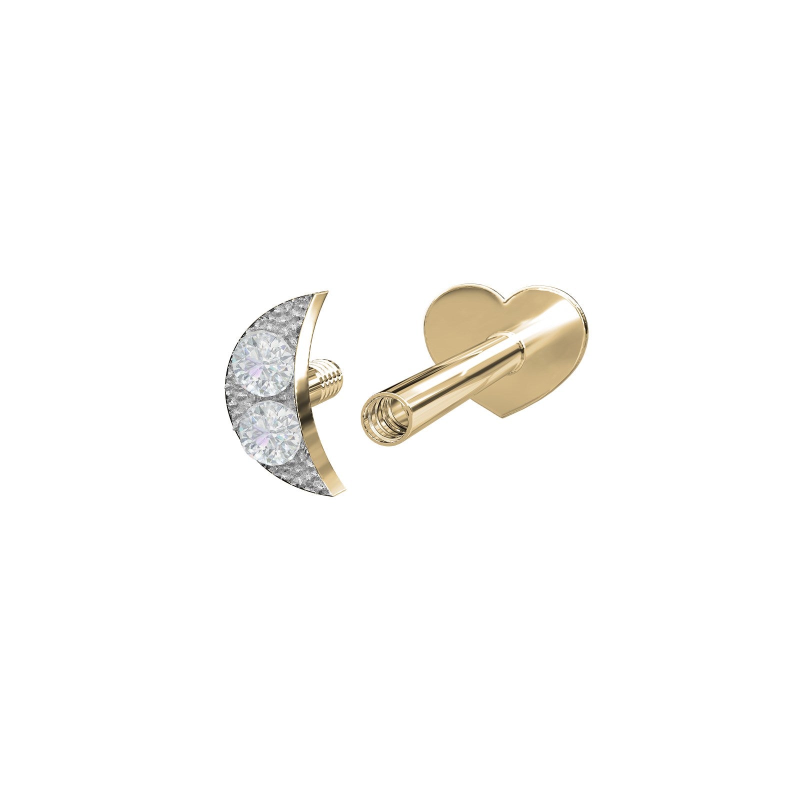 14kt. Labret måne m/ dia 0,008ct  3,5mm PIERCE52 1